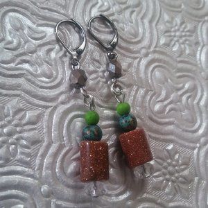 REAL GOLDSTONE CRYSTAL EARRINGS